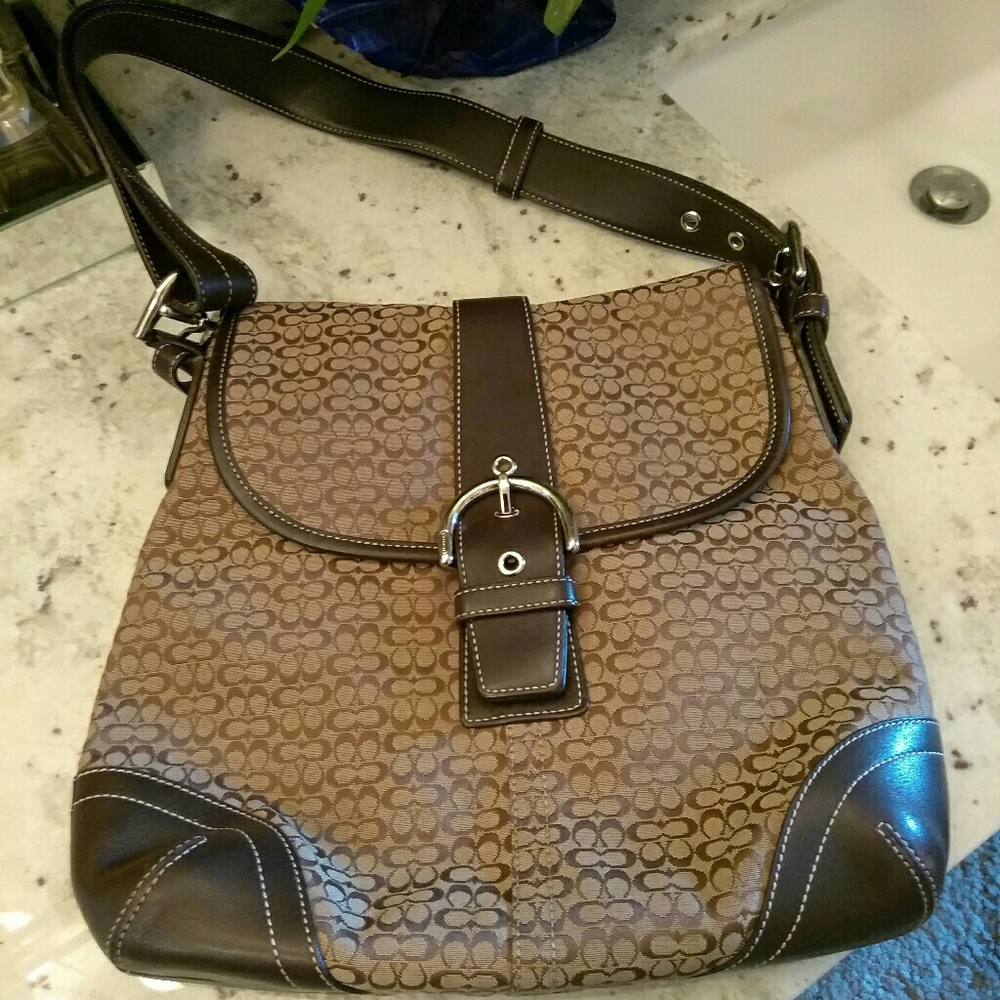 Authentic Coach Brown Mini Monogram Handbag
